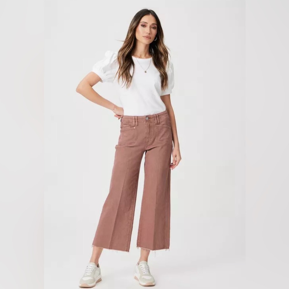 PAIGE Anessa Wide Leg Crop - Dark Wood
